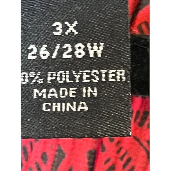 Maggie Barnes Top Women 3X Red V Neck Pullover Black Floral Beads Neckline Retro - Picture 8 of 13